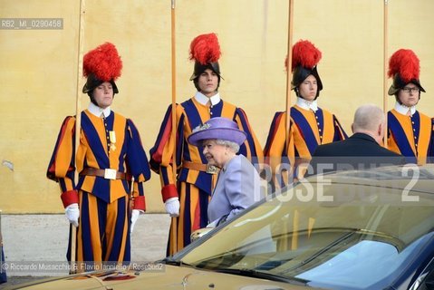Rome 03/04/2014 .Vatican City .Paul VI Hall private study, .The Holy Father Francis Pope meets the Queen of the United Kingdom Elizabeth II of England, accompanied by Prince Philip. ©Riccardo Musacchio & Flavio Ianniello/Rosebud2