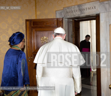 Città del Vaticano 05 04 2014.Udienza del Santo Padre Papa Francesco al Presidente della Liberia, S.E. la Sig.ra Ellen Johnson Sirleaf.. ©Riccardo Musacchio & Flavio Ianniello/Rosebud2