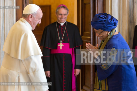 Città del Vaticano 05 04 2014.Udienza del Santo Padre Papa Francesco al Presidente della Liberia, S.E. la Sig.ra Ellen Johnson Sirleaf.. ©Riccardo Musacchio & Flavio Ianniello/Rosebud2