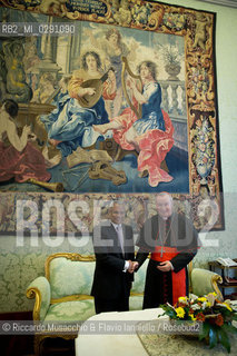 Città del Vaticano 03 04 2014, Palazzo Apostolico. Udienza del Santo Padre Papa Francesco al Primo Ministro di Capo Verde, José Maria Neves. .Nella foto: il saluto a Mons. Parolin. ©Riccardo Musacchio & Flavio Ianniello/Rosebud2