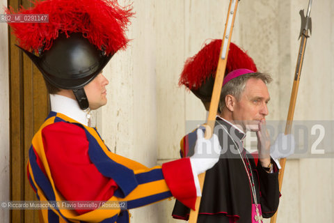 Città del Vaticano 29 04 2014. Udienza privata di Papa Francesco al Presidente della Repubblica del Paraguay Horacio Manuel CARTES JARA. .Nella foto: Mons Georg Gaenswein e le Guardie Svizzere. ©Riccardo Musacchio & Flavio Ianniello/Rosebud2