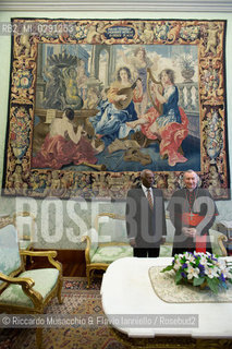 Citta del Vaticano 02 05 2014, Palazzo Apostolico. Papa Francesco riceve in Udienza Privata il Presidente della Repubblica di Angola, Sig. José Eduardo dos Santos..Nella foto: il Presidente Angolano con il Cardinale Pietro Parolin Segretario di Stato. ©Riccardo Musacchio & Flavio Ianniello/Rosebud2