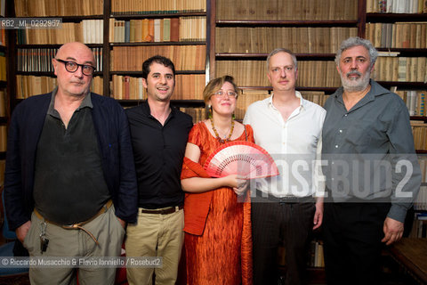 Roma, Fondazione Bellonci 11 06 2014.Cinquina Premio Strega 2014.Nella foto: da sin. Francesco Pecoraro, Giuseppe Catozzella, Antonella Cilento, Antonio Scurati e Francesco Piccolo. ©Riccardo Musacchio & Flavio Ianniello/Rosebud2