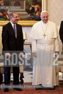Città del Vaticano, Biblioteca 13 06 2014.Udienza del Santo Padre Papa Francesco .al Presidente della Repubblica .Domenicana, S.E.il Sig. Danilo .MEDINA. ©Riccardo Musacchio & Flavio Ianniello/Rosebud2