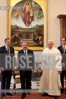 Città del Vaticano, Biblioteca 13 06 2014.Udienza del Santo Padre Papa Francesco .al Presidente della Repubblica .Domenicana, S.E.il Sig. Danilo .MEDINA. ©Riccardo Musacchio & Flavio Ianniello/Rosebud2