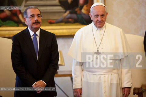 Città del Vaticano, Biblioteca 13 06 2014.Udienza del Santo Padre Papa Francesco .al Presidente della Repubblica .Domenicana, S.E.il Sig. Danilo .MEDINA. ©Riccardo Musacchio & Flavio Ianniello/Rosebud2