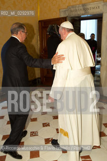 Città del Vaticano, Biblioteca 13 06 2014.Udienza del Santo Padre Papa Francesco .al Presidente della Repubblica .Domenicana, S.E.il Sig. Danilo .MEDINA. ©Riccardo Musacchio & Flavio Ianniello/Rosebud2