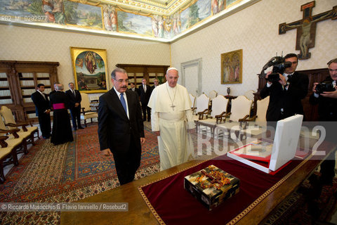 Città del Vaticano, Biblioteca 13 06 2014.Udienza del Santo Padre Papa Francesco .al Presidente della Repubblica .Domenicana, S.E.il Sig. Danilo .MEDINA. ©Riccardo Musacchio & Flavio Ianniello/Rosebud2