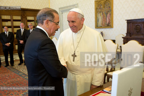 Città del Vaticano, Biblioteca 13 06 2014.Udienza del Santo Padre Papa Francesco .al Presidente della Repubblica .Domenicana, S.E.il Sig. Danilo .MEDINA. ©Riccardo Musacchio & Flavio Ianniello/Rosebud2