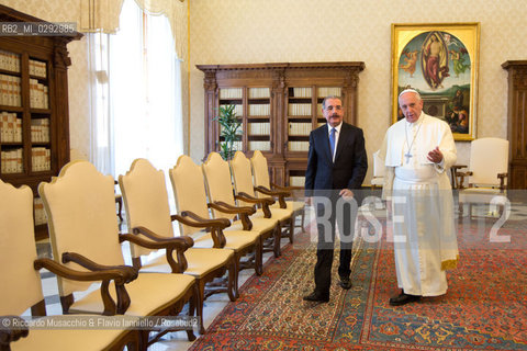 Città del Vaticano, Biblioteca 13 06 2014.Udienza del Santo Padre Papa Francesco .al Presidente della Repubblica .Domenicana, S.E.il Sig. Danilo .MEDINA. ©Riccardo Musacchio & Flavio Ianniello/Rosebud2
