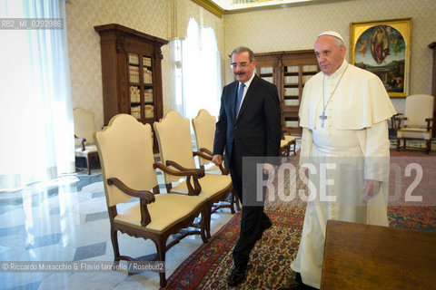Città del Vaticano, Biblioteca 13 06 2014.Udienza del Santo Padre Papa Francesco .al Presidente della Repubblica .Domenicana, S.E.il Sig. Danilo .MEDINA. ©Riccardo Musacchio & Flavio Ianniello/Rosebud2