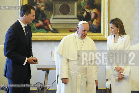 Città del Vaticano, Biblioteca 30 06 2014.Udienza del Santo Padre ai Reali di Spagna..Udienza del Santo Padre, Papa Francesco alle LL. MM. Felipe VI e Letizia Reali di Sapagna.. ©Riccardo Musacchio & Flavio Ianniello/Rosebud2