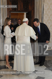 Città del Vaticano, Biblioteca 30 06 2014.Udienza del Santo Padre ai Reali di Spagna..Udienza del Santo Padre, Papa Francesco alle LL. MM. Felipe VI e Letizia Reali di Sapagna.. ©Riccardo Musacchio & Flavio Ianniello/Rosebud2
