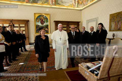 Città del Vaticano, biblioteca 29 09 2014.Udienza del Santo padre Papa Francesco al Presidente della Repubblica di Malta, S.E. sig.ra Marie Louise Coleiro Preca.. ©Riccardo Musacchio & Flavio Ianniello/Rosebud2