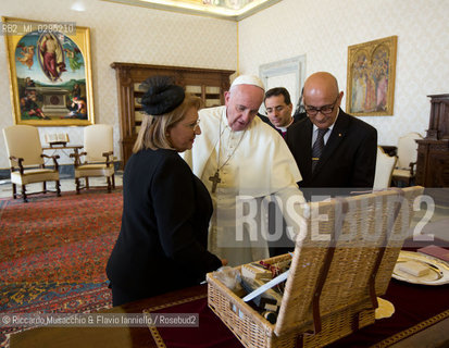 Città del Vaticano, biblioteca 29 09 2014.Udienza del Santo padre Papa Francesco al Presidente della Repubblica di Malta, S.E. sig.ra Marie Louise Coleiro Preca.. ©Riccardo Musacchio & Flavio Ianniello/Rosebud2