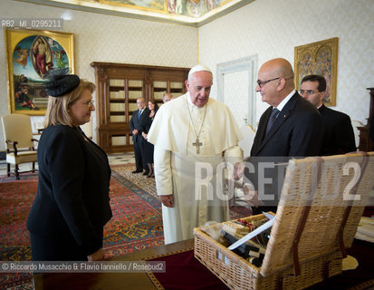 Città del Vaticano, biblioteca 29 09 2014.Udienza del Santo padre Papa Francesco al Presidente della Repubblica di Malta, S.E. sig.ra Marie Louise Coleiro Preca.. ©Riccardo Musacchio & Flavio Ianniello/Rosebud2
