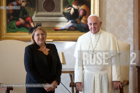 Città del Vaticano, biblioteca 29 09 2014.Udienza del Santo padre Papa Francesco al Presidente della Repubblica di Malta, S.E. sig.ra Marie Louise Coleiro Preca.. ©Riccardo Musacchio & Flavio Ianniello/Rosebud2