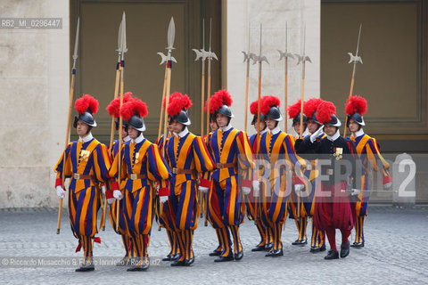 Città del Vaticano 24 11 2014.Udienza del Santo Padre Francesco al Presidente della Repubblica Egiziana: S.E. il Sig. Abd al-Fattah al-Sisi..Nella foto: Guardie Svizzere. ©Riccardo Musacchio & Flavio Ianniello/Rosebud2
