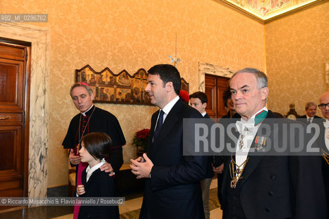 Roma  13-12-2014.Papa Francesco incontra Matteo Renzi con la moglie Agnese e i tre figli nella biblioteca privata. ©Riccardo Musacchio & Flavio Ianniello/Rosebud2