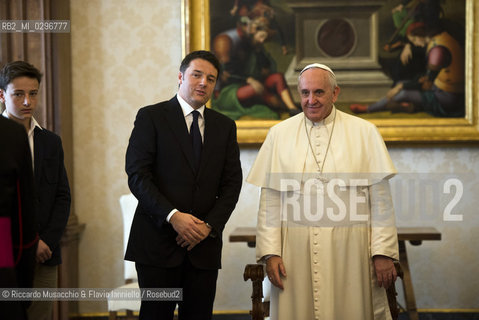 Roma  13-12-2014.Papa Francesco incontra Matteo Renzi con la moglie Agnese e i tre figli nella biblioteca privata. ©Riccardo Musacchio & Flavio Ianniello/Rosebud2