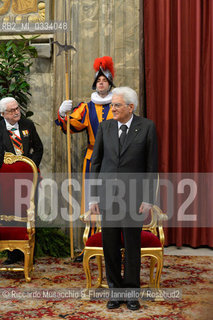 Citta del Vaticano 18 04 2015.Il Presidente della Repubblica Sergio Mattarella in udienza da Sua Santita Papa Francesco. ©Riccardo Musacchio & Flavio Ianniello/Rosebud2