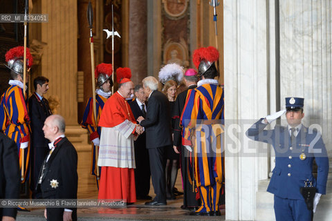 Citta del Vaticano 18 04 2015.Il Presidente della Repubblica Sergio Mattarella in udienza da Sua Santita Papa Francesco. ©Riccardo Musacchio & Flavio Ianniello/Rosebud2