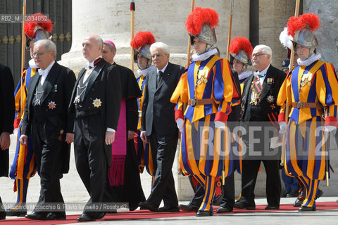 Citta del Vaticano 18 04 2015.Il Presidente della Repubblica Sergio Mattarella in udienza da Sua Santita Papa Francesco. ©Riccardo Musacchio & Flavio Ianniello/Rosebud2