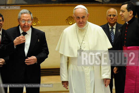 Citta del Vaticano 10 05 2015.Udienza del Santo Padre Francesco al Presidente del Consiglio di Stato e dei Ministri della Repubblica di Cuba, S.E. il Sig. Raul Castro.. ©Riccardo Musacchio & Flavio Ianniello/Rosebud2