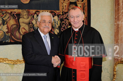 Città del Vaticano, 16 maggio 2015.Il Santo Padre Francesco ha ricevuto in Udienza S.E. il Sig. Mahmoud Abbas, Presidente dello Stato di Palestina, Biblioteca privata.. ©Riccardo Musacchio & Flavio Ianniello/Rosebud2