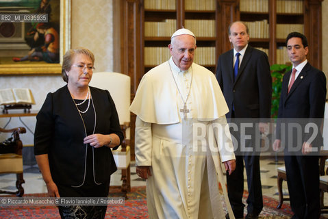 Città del Vaticano, Biblioteca 05 06 2015.Udienza del Santo Padre Francesco al Presidente del Cile, S.E. la Sig.ra Verónica Michelle Bachelet Jeria.. ©Riccardo Musacchio & Flavio Ianniello/Rosebud2