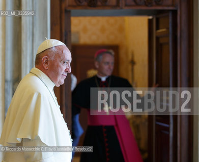 Città del Vaticano, Biblioteca 05 06 2015.Udienza del Santo Padre Francesco al Presidente del Cile, S.E. la Sig.ra Verónica Michelle Bachelet Jeria.. ©Riccardo Musacchio & Flavio Ianniello/Rosebud2