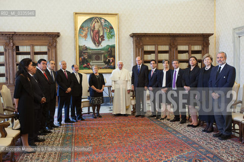 Città del Vaticano, Biblioteca 05 06 2015.Udienza del Santo Padre Francesco al Presidente del Cile, S.E. la Sig.ra Verónica Michelle Bachelet Jeria.. ©Riccardo Musacchio & Flavio Ianniello/Rosebud2