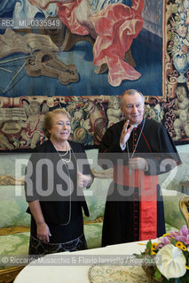 Città del Vaticano, Biblioteca 05 06 2015.Udienza del Santo Padre Francesco al Presidente del Cile, S.E. la Sig.ra Verónica Michelle Bachelet Jeria..Nella foto: il saluto di Mons. Parolin. ©Riccardo Musacchio & Flavio Ianniello/Rosebud2