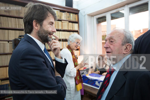 Roma, casa Bellonci 10 06 2015.Cinquina finalista del Premio Strega 2015..Nella foto: il Ministro Franceschini e Tullio De Mauro. ©Riccardo Musacchio & Flavio Ianniello/Rosebud2