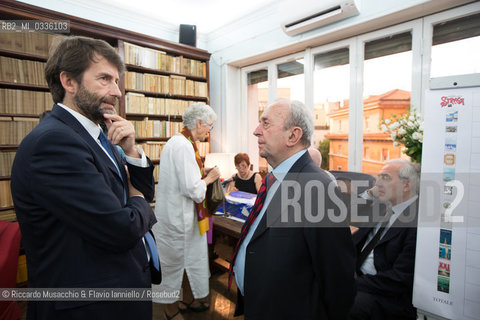 Roma, casa Bellonci 10 06 2015.Cinquina finalista del Premio Strega 2015..Nella foto: il Ministro Franceschini e Tullio De Mauro. ©Riccardo Musacchio & Flavio Ianniello/Rosebud2