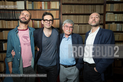 Roma, casa Bellonci 10 06 2015.Cinquina finalista del Premio Strega 2015..Nella foto da sin. Fabio Genovesi, Nicola Lagioia, Marco Santagata e Mauro Covacich. ©Riccardo Musacchio & Flavio Ianniello/Rosebud2