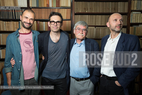 Roma, casa Bellonci 10 06 2015.Cinquina finalista del Premio Strega 2015..Nella foto da sin. Fabio Genovesi, Nicola Lagioia, Marco Santagata e Mauro Covacich. ©Riccardo Musacchio & Flavio Ianniello/Rosebud2