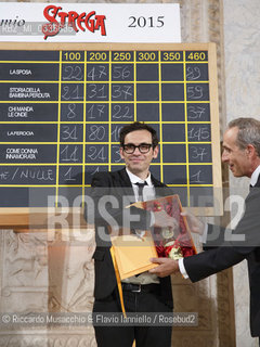 Roma, Villa Giulia 02 07 2015. Premio Strega 2015, vincitore Nicola La Gioia. Finalisti: Elena Ferrante, Mauro Covacich, Fabio Genovesi, Marco Santagata.. ©Riccardo Musacchio & Flavio Ianniello/Rosebud2