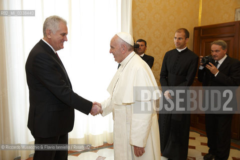 Città del Vaticano, Palazzo Apostolico 11 09 2015. Papa Francesco riceve in Udienza Privata il Presidente della Repubblica di Serbia Tomislav Nikolić.  ©Riccardo Musacchio & Flavio Ianniello/Rosebud2