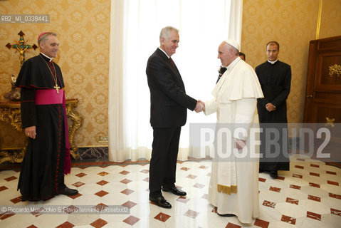 Città del Vaticano, Palazzo Apostolico 11 09 2015. Papa Francesco riceve in Udienza Privata il Presidente della Repubblica di Serbia Tomislav Nikolić.  ©Riccardo Musacchio & Flavio Ianniello/Rosebud2