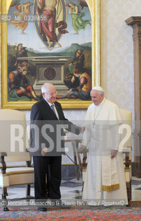 Il Santo Padre Francesco in Udienza con Sua Eccellenza il Sig. Reuven Rivlin, Presidente dello Stato d’Israele, Biblioteca Privata, Città del Vaticano, 3 settembre 2015  ©Riccardo Musacchio & Flavio Ianniello/Rosebud2