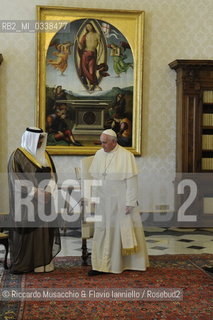 Citta del Vaticano 10 09 2015.Papa Francesco riceveil primo ministro del Kuwait, lo sceicco Jaber Mubarak Al-Hamad Al-Sabah. ©Riccardo Musacchio & Flavio Ianniello/Rosebud2