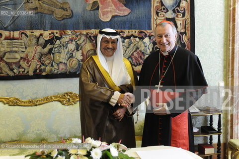 Citta del Vaticano 10 09 2015.Papa Francesco riceveil primo ministro del Kuwait, lo sceicco Jaber Mubarak Al-Hamad Al-Sabah..Nella foto con  il cardinale Pietro Parolin, segretario di Stato.. ©Riccardo Musacchio & Flavio Ianniello/Rosebud2