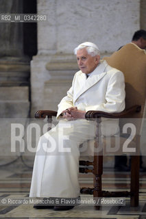 Città del Vaticano, Basilica di San Pietro 08 12 2015.Giubileo della Misericordia, Papa Francesco apre la Porta Santa..Nella foto: il Papa Emerito Benedetto XVI. ©Riccardo Musacchio & Flavio Ianniello/Rosebud2