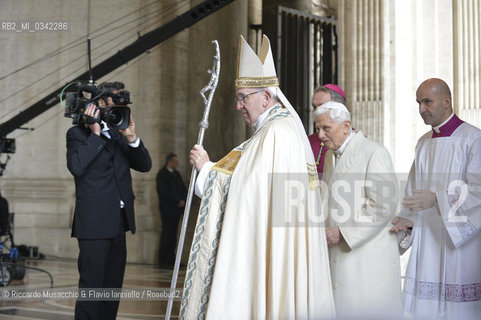 Città del Vaticano, Basilica di San Pietro 08 12 2015.Giubileo della Misericordia, Papa Francesco apre la Porta Santa..Nella foto: il Papa Emerito Benedetto XVI. ©Riccardo Musacchio & Flavio Ianniello/Rosebud2