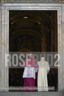 Città del Vaticano, Basilica di San Pietro 08 12 2015.Giubileo della Misericordia, Papa Francesco apre la Porta Santa..Nella foto: il Papa Emerito Benedetto XVI. ©Riccardo Musacchio & Flavio Ianniello/Rosebud2