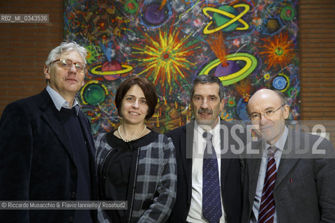 Roma, Auditorium Parco della Musica 18 02 2016.Anticipazione Festival delle Scienze 2016. “Einstein aveva ragione”.Di che cosa parliamo quando parliamo di onde gravitazionali.con: Viviana Fafone – INFN e Università di Roma Tor Vergata, collaborazione Virgo.Antonio Masiero – INFN e Università di Padova, vicepresidente INFN.Fulvio Ricci – INFN e Università di Roma Tor Vergata, coordinatore della collaborazione Virgo.Fernando Ferroni presidente dellIstituto Nazionale di Fisica Nucleare (Infn).  ©Riccardo Musacchio & Flavio Ianniello/Rosebud2