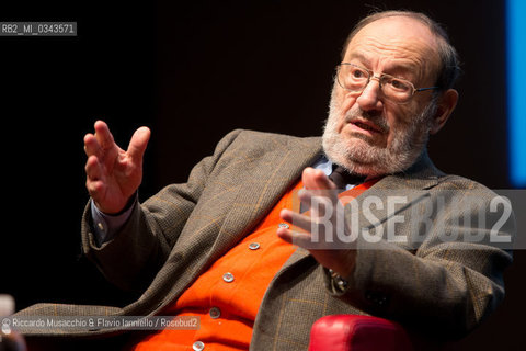 Roma, Auditorium Parco della Musica 16 03 2014 .Libri Come Festa del Libro e della Lettura Il Lavoro..Nella foto: Umberto Eco .Come Atlantide. Storia delle terre e dei luoghi leggendari..Interviene Stefano Bartezzaghi. ©Riccardo Musacchio & Flavio Ianniello/Rosebud2