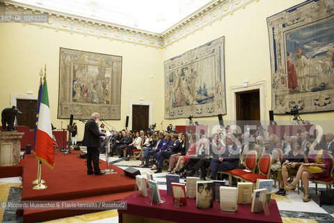 Roma, Camera dei Deputati, Salla della Lupa 13 06  2017.Premio Strega Giovani assegnato a Paolo Cognetti alla presenza della Presidente della Camera Laura Boldrini, di Stefano Petrocchi (Dir. Premio Strega) e di Giovanni Solimine (presidente dello Strega). ©Riccardo Musacchio & Flavio Ianniello/Rosebud2