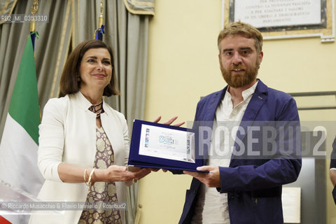 Roma, Camera dei Deputati, Salla della Lupa 13 06  2017.Premio Strega Giovani assegnato a Paolo Cognetti alla presenza della Presidente della Camera Laura Boldrini, di Stefano Petrocchi (Dir. Premio Strega) e di Giovanni Solimine (presidente dello Strega). ©Riccardo Musacchio & Flavio Ianniello/Rosebud2